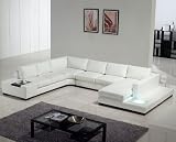 Modern White Leather Sectional Sofa