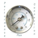 White Dual Scale 15 PSI Fuel Pressure Gauge 1.5