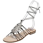 Modern Vintage Fada Ankle Wrap Jeweled Flat Sandal