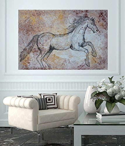 NEW 24x36 Large Original Art Textured Running Horse Equine Equestrian Art by MyImaginationIsYours