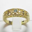 14K Yellow Gold Blue and White Diamond Ring
