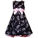 Rare Editions LITTLE GIRLS 4-6X BLACK WHITE PINK BOW FRONT EMBROIDERED BUTTERFLY Special Occasion Wedding Flower Girl Party Dress