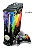 Skin Decal Cover for Xbox 360 Console + two Xbox 360 Controllers - Splatter ....