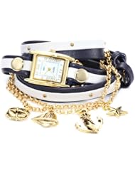 La Mer Collections Womens LMCW7004 Portofino Gold Charm Chain Wrap Watch