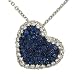 Pave Set Blue Sapphire and Diamond Floating Heart Pendant on Cable Chain Diamond .70cttw Gem .95cttw