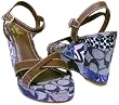 COACH ALINA PATCHWORK SIGNATURE BLUE SANDALS SHOES NEW