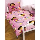 Childrens/Kids Girls Dora The Explorer Junior Bed Quilt/Duvet Cover Bedding Set (Junior Bed) (Pink)