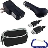Bundle Combo: Neoprene Dual Pocket Zipper Case (Black), USB Extension Cable ....