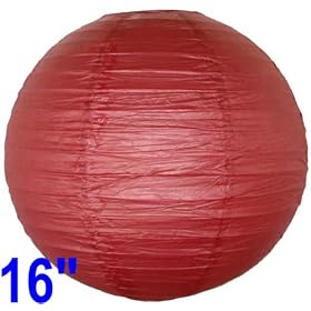 Dark Red Chinese Japanese Paper Lantern Lamp 16 Diameter - Just Artifacts Brand by Just Artifacts