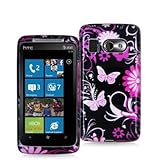 Pink Butterfly Flowers Design Crystal Hard Skin Case Cover for HTC Surround ....
