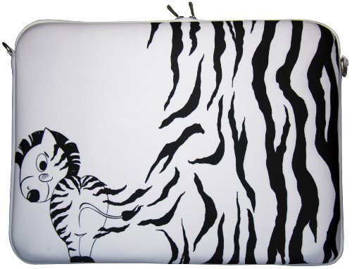 DIGITTRADE LS111-15 Notebook Sleeve 15,4 Laptop Bag Zebra Neoprene Soft Carry Case up to 15.4 Inch Anti Shock System