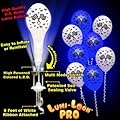 Checkered Flag White Balloons Blue Lights 10 Pack