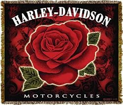 Harley-Davidson&reg; Motorcycles Rose Throw Blanket