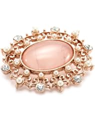 1928 Jewelry Vintage-Inspired Pink Pearl with Crystal Costume Brooch