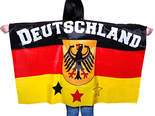 Alsino Deutschland Fanartikel Fan-Artikel Fußball EM WM Hut Brille Perücke Fahne, Fanartikel wählen:Fahnenumhang UF-01