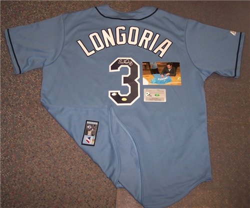 Evan Longoria Autographed/Hand Signed Rays Baby Blue Jersey