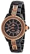 Oniss #ON8891-LRG Women's Rose Gold Trim Crystal Accented Black Ceramic Watch