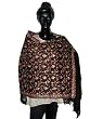 Seal Brown Color Wraps and Shawls Stole with Embroidery on Wool from Kashmir 80 x 28 inches Free Shipping