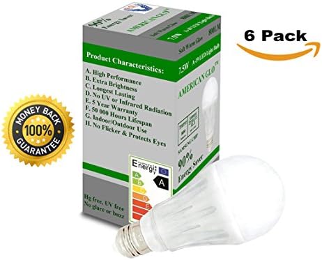 6-Pack LED Light Bubs - SAVE UP TO 90% ON ELECTRICITY BILL! 5 Year Warranty, Love Them Or Your Money Back! A19 (Same As 60w), Samsung Chip For Extra Brightness, Longest Lasting & Highest Performing. Indoor/Protected Outdoor, Save Money. American GloTM