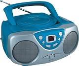 Sylvania SRCD243 Portable CD Player with AM/FM Radio, Boombox (Blue)