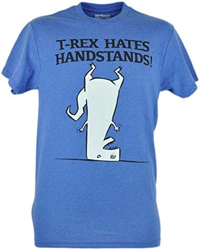 T Rex Hates Handstands Dinosaur Novelty Comedy Funny Blue Tshirt Tee Men Medium