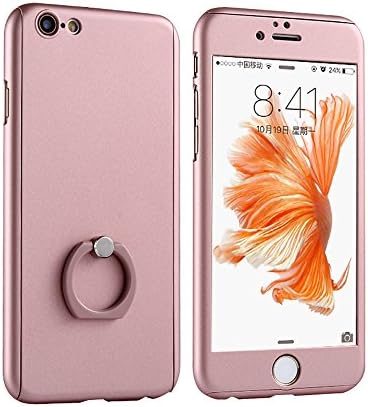 iPhone 6 Case, iPhone Ring Case, Bundle with Screen Protector, Znplus Ultra Thin Hard Protective Ring Case Cover for iPhone 6 /iPhone 6S (4.7 Inch )with 360 Degree Rotating Ring Kickstand(Rose Gold)
