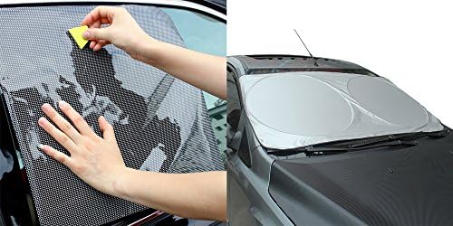 Starlitt SunShade Front and Side Sun Shade Set Includes Pair of Cling Sunshade Pieces for Side Windows and Folding Front Windshield Sunshade