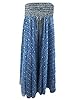 Blue Printed Palazzo Silky Maxi Skirt Sari Harem Pants