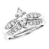14K White Gold 1 ct. Diamond Engagement Set