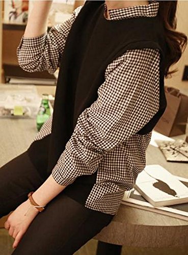 シャツ ブラウス ドレスシャツ 大きい サイズ 有 切 替 カッター 襟 付 長 袖 トップス 上品 チェック (オリジナル・ブレスレットとサシェセット)