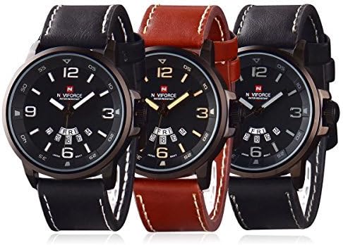 Enter SandmanNaviforce Men'S Military Style Unique Calendar Display High-End Quartz Wrist Watch (Black + Grey Index)
