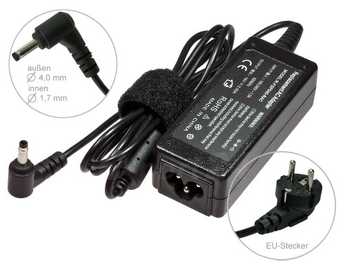 40W Adaptateur chargeur secteur AC Adapter pour ordinateur portable HP Compaq Mini 210. Avec câble d’alimentation standard européen. De e-port24®