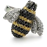 nOir Novelty Silver New Bee Ring, Size 7