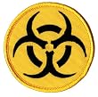 Biohazard Symbol Embroidered Patch Iron-On Danger Symbol Yellow-on-Black Logo