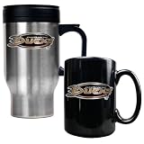 Anaheim Ducks NHL Stainless Steel Travel Mug & Black Ceramic Mug Set - Primary Logo