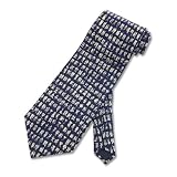 Men's Handmade Tie Cream Ancient Chinese Character Navy Blue Silk Necktie