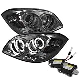 Carpart4u 6000K Xenon HID Performance Headlights Package for Chevy Cobalt / Pontiac G5 / Pontiac Pursuit CCFL LED ( Replaceable LEDs ) Smoke Projector Headlights