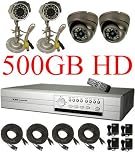 USA Security Store -- CCTV 4 Professional CCD Day/Night Vision Color Cameras with one 4 Channels Video audio H.264 Security Surveillance DVR Digital Video Recorder System Built-in 500GB HDD, Included 4x65FT video cables and Power Supplies KIT. Supports Network Remote Viewing Over Internet, Windows IE, iPhone, Windows Mobile, and Apple Mac FireFox.