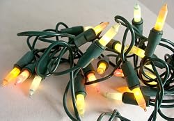 Set of 35 Energy Saving Multi-Color Pastel Christmas Lights - Green Wire