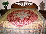 Jamawar Pashmina Reversible Bedspreads Cream Chestnut Red King Throw Wool 90x108