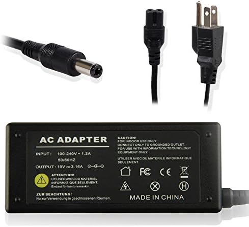 GETY Laptop Replacement AC Adapter, 19V 3.16A 60W Notebook Power Supply Charger and Power Cord for Samsung 8000 ArmNote Aquila GT M N120 N510 NC20 Series;Samsung AA-PA1N90W, AD-8019, AD-9019 ect