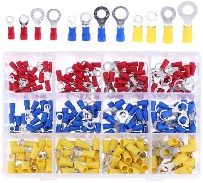 XMJ 240 Pcs Insulated Terminal Ring Electrical Wire Crimp Connectors Set, Yellow, Blue, Red