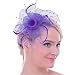 FAYBOX Big Flower Mesh Bow Feather Women Fascinator Dot Veil Hair Clip PUR