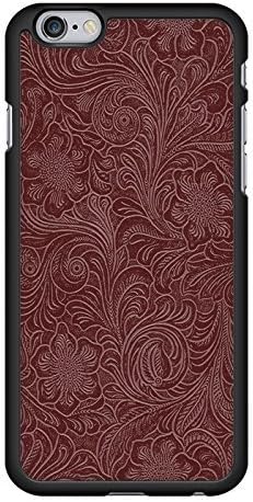 Maroon Red Paisley Floral Pattern Snap-On Cover Hard Plastic Case for iPhone 6 (Black)