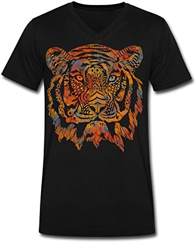 V Neck Man's Tiger Fearless Tiger Fearless Graphic Design Colleges Tee