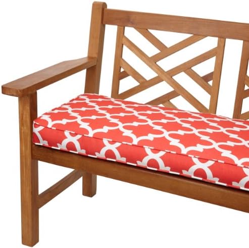 Mozaic Sabrina Corded Indoor/Outdoor Bench Cushion, 48-Inch, Scalloped Coral