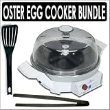 Oster White Egg Cooker 4716 Bundle with Kuhn Rikon Silicone Tongs Black 2177 and Spatula