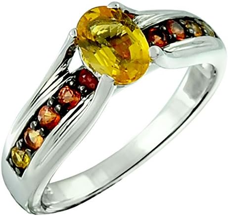 Yellow Sapphire with Red Sapphire 1.61 Carats Sterling Silver Ring (7)