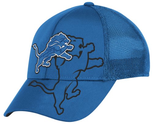 NFL Men's Detroit Lions End Zone Structured Flex Hat - Tw86Z (Blue, Large/X-Large)