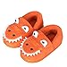 Boys Girls Warm Dinosuar House Slippers Toddler Kids Fuzzy Indoor Bedroom Shoes (9.5-10.5 M, Orange)